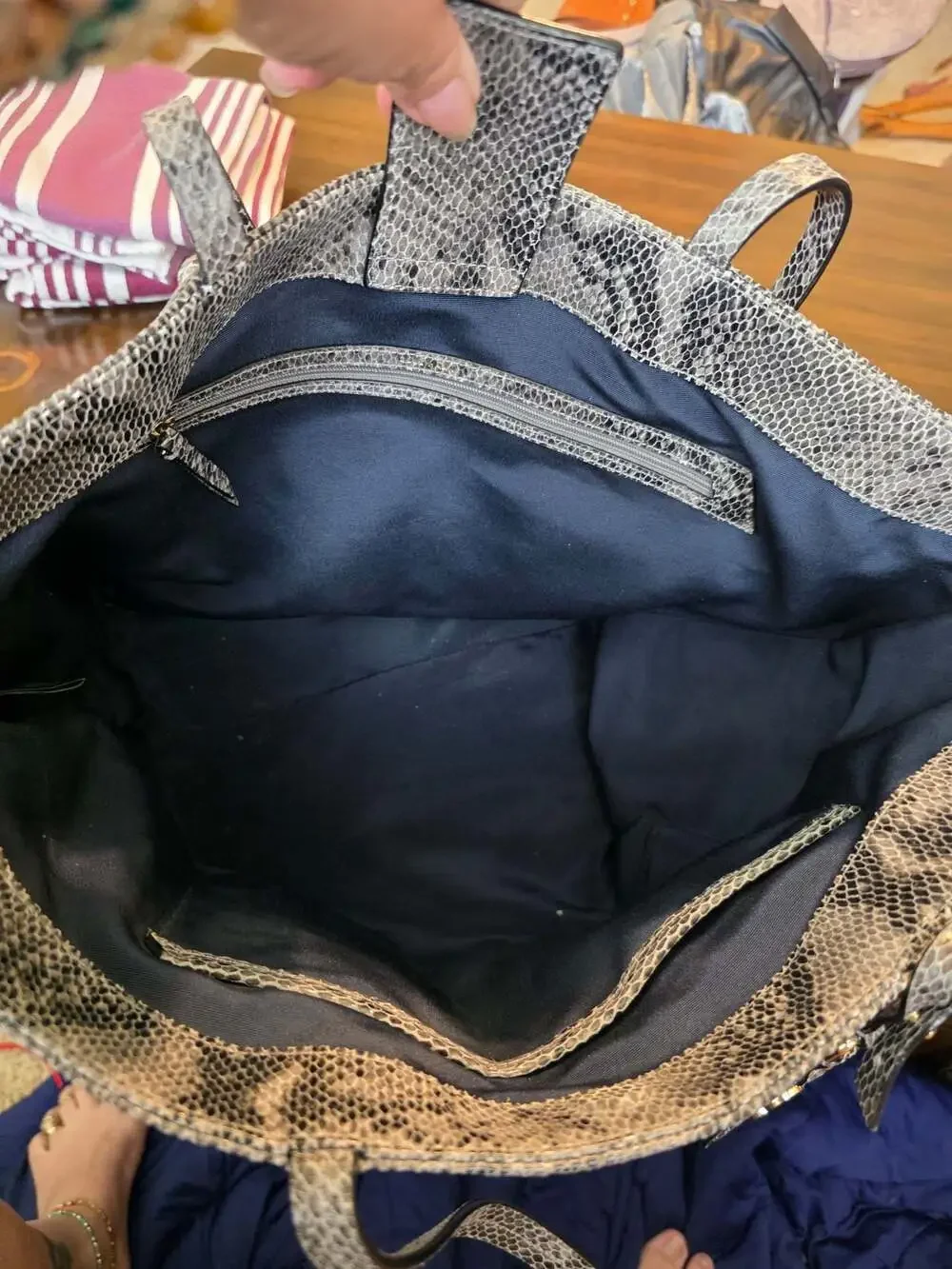 Cole Haan Gray Real Snake Skin Tote Bag
